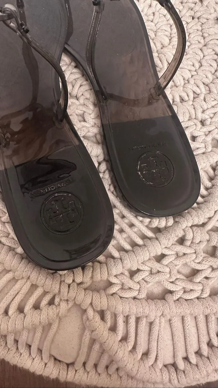 Tory Burch Black Jelly T Strap Sandals Size 8 NWOT